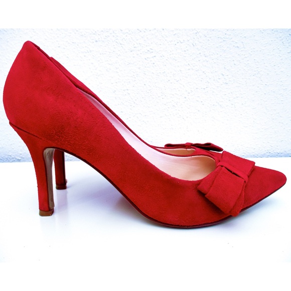 Nine West Red Pointed Toe Pumps w/ Bow - Scarlett - Picture 7 of 10